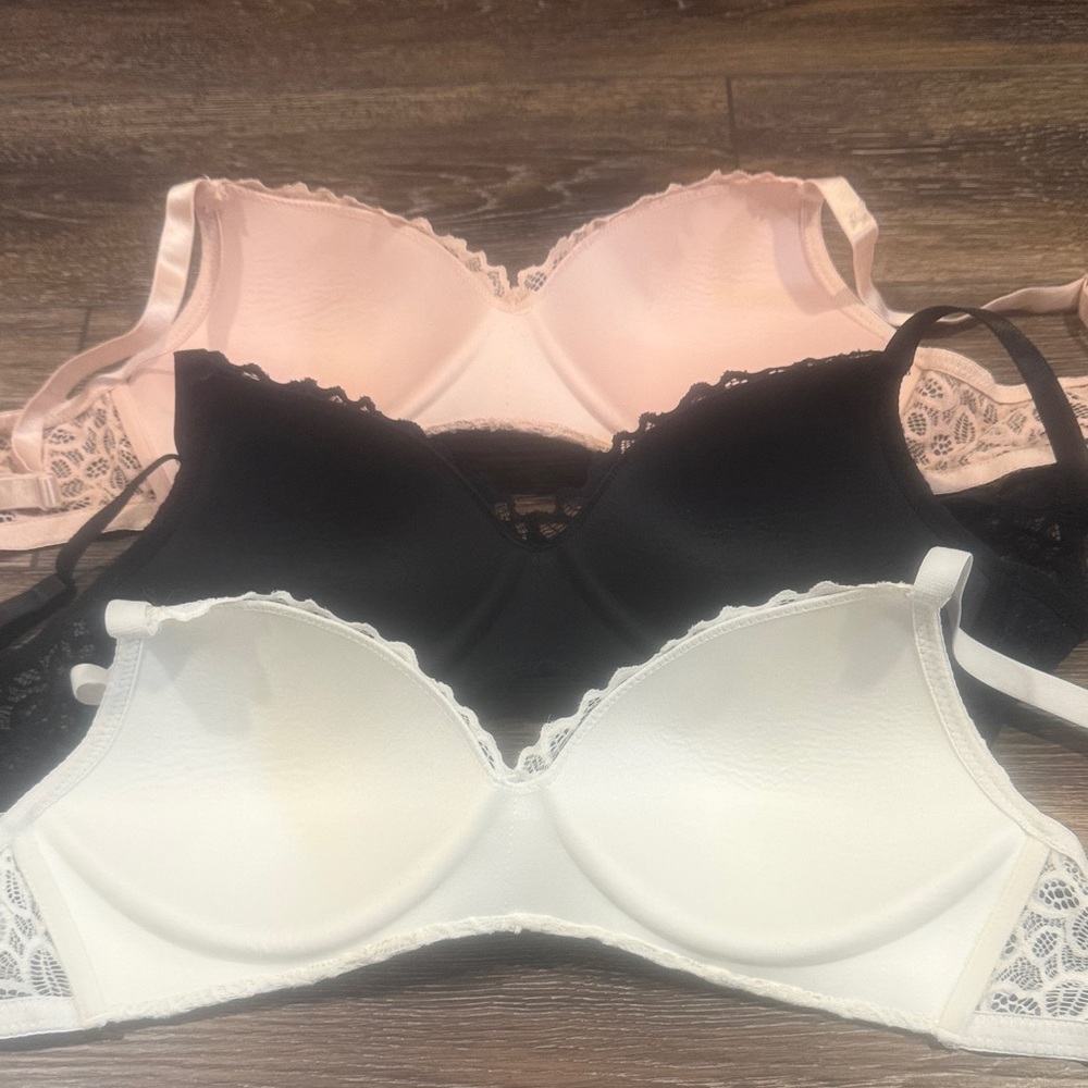 Lace T-Shirt Bra - Pack of 3 (Pink, Black, White) - Picture 5 of 7